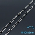Minimalist silver oval link necklace in polished stainless steel, size 800x5mm - Silver Necklace (KN197686-Z)