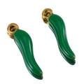 Zwei grüne Chili-Anhänger mit goldenen Haken aus Edelstahl für DIY-Schmuckzubehör - 1.5cm / Gold-Dunkelgrün