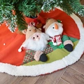Rode kerstboomschort met pluche 3D-figuren van de kerstman en een sneeuwpop - Rode Stijl (Kerstman) / 1M Diameter