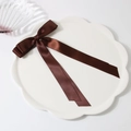 Barrette à cheveux élégante nœud en satin marron foncé 4cm avec longs rubans - Café Foncé