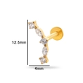 Golden titanium piercing stud with clear zircons measuring 12.5mm height and 4mm width - Five Stones Marquise Long Style-Gold (T2503-5#黄金)
