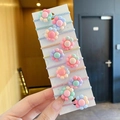 Set of 10 colorful floral elastic hair ties for kids on white card display - Resin Flower 10-Piece Set