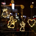 Warm white LED Christmas window suction lights featuring bell snowman angel and heart shapes - Set 13 - 4 Styles