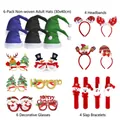 Christmas party set with assorted hats, reindeer antlers, headbands, and festive glasses - Christmas Set 9A (6 Glasses+4 Headbands+4 Slap Bands+6 Hats 30x40cm)