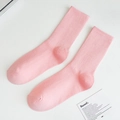 Pink ribbed mid-calf cotton socks with high elasticity and a comfortable minimalist design - One Size / Light Pink
