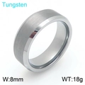 Modern 8mm tungsten ring with silver brushed finish and polished edges for men and women - Round Steel Color