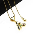 Gold plated initial A necklace with multi-color zircon stones and small heart charm - Pendant with Necklace / Letter A