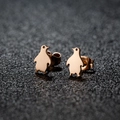Cute penguin stud earrings in rose gold finish made of polished stainless steel for women - Penguin / Rose Gold