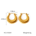 Dimensions détaillées pour boucles d'oreilles en U en acier inoxydable plaqué or 18K - Style Texture Spirale Torsadée (HC-E10341)