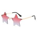 Fashionable rimless star shaped sunglasses with red-blue gradient lenses and gold metal frame - Gold Frame Red Grey Gradient Lens