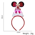 Christmas LED headband with red sequin ears, golden bow, and mini Santa hat decoration - Red Round Ears Santa Hat