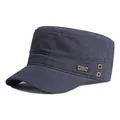 Classic navy blue cotton cadet cap for outdoor sun protection with metallic sports badge - Adjustable / Navy Blue
