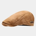 Berretto in cotone lavato color cammello con toppa GSIOR a rilievo stile vintage - M(56-58cm) / Cammello