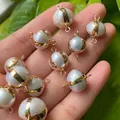 Baroque pearl pendant connector with gold plated metal for DIY jewelry making - No.5 Gold Width 11-15mm