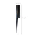 Detailoverzicht van zwarte plastic puntkam afmetingen met 19,5 cm lengte en 2,7 cm breedte - 19.5cm Lange Puntkam (#50075)