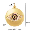 Golden Evil Eye pendant with blue stones, 19mm diameter, round lucky charm necklace accessory - Lemon Yellow