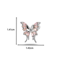 Silver butterfly cartilage piercing with pink marquise stones measuring 1.41cm by 1.42cm - Large Butterfly (HSPJ0102) / 11# Silver