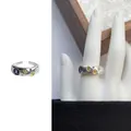 Adjustable S925 sterling silver ring with colorful gemstones in a vintage chunky design - 105 Colorful Zircon