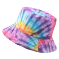 Cappello pescatore tie-dye reversibile in cotone colorato con tesa larga parasole - 58cm / Tie-dye Multicolore Alta Saturazione (Colore 13)