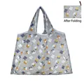 Grey foldable Oxford cloth bag with colorful cat patterns and compact folded view - Grey Cartoon Cat