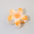 Vibrant orange and white gradient plumeria flower hair claw clip with glossy finish - #5 Orange-Gradient / Bulk Packaging