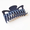 Matte navy blue 12cm bow hair claw clip in minimalist style for women on white background - Navy Blue