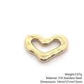 316 stainless steel 18K gold plated heart pendant with wavy texture and 3.07g weight - Hammered Gold Heart