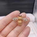 Cute gold bee brooch featuring sparkling zircons and pearl accents on wings and body - Style 21