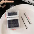 Set of 6cm black matte bobby pins in a clear plastic storage box with size 9.5x4.8cm - 3# Wave Steel Clips 40Pcs