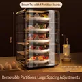 Brown transparent food cover with 4 layers of adjustable shelves for kitchen storage - Large 5-Tier Dark Tea Brown
