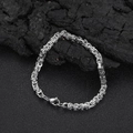 Pulsera de cadena bizantina de acero inoxidable plateado de 4mm con cierre de langosta en roca - 7 Pulgadas (Longitud 17,78 cm) / Color Acero