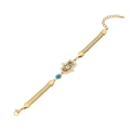 Bracelet main de Fatma doré avec perles œil grec et breloques en cristal sur chaîne - Bracelet Chaîne Serpent Main de Fatma Mauvais Oeil / Doré
