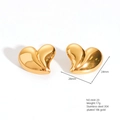 Golden 18K gold-plated stainless steel heart-shaped studs with a layered 3D design - E664-20(Overlapping Hearts)