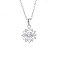 Collar de girasol de plata S925 brillante con colgante de circón blanco para mujer - Plata 925 / Color Plateado (Diamante de Imitación Blanco)
