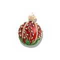 Elegante spilla a melograno in smalto rosso con perle bianche e cristalli lucidi - Melograno Rosso (YNCP7816)