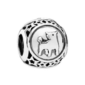 Silver hollow bead charm with a dog relief and star patterns for DIY bracelets - Taurus / Silver