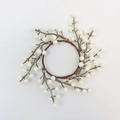 Couronne de baies blanches avec base de vigne pour décor de Noël et Thanksgiving - Diamètre intérieur 8cm / crème