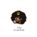 Close-up of Afro girl embroidered patch with bubble gum showing 5.7cm x 5cm size detail - Style 13 Bubble Blowing Girl