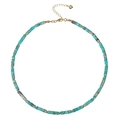 Detail of turquoise beaded necklace with golden heart pendant and adjustable metal clasp - Snakeskin Jasper Necklace