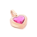 Luxury heart-shaped pendant with faceted pink crystal and rose gold stainless steel frame - Pink Gemstone Rose Gold Base (KP100791-K)