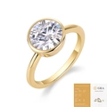 Minimalistischer goldener 925er Silberring mit Moissanit und GRA-Zertifikat im Fokus - US Größe 9 / R15273 Moissanit 3 Karat (mit GRA-Zertifikat)