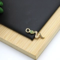 18K gold plated snake pendant with colorful zircon stones and round hanging ring for DIY - Pave Colorful Zirconia Snake Style