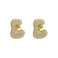 Chic 18k gold-plated balloon style letter E stud earrings with sparkling pavé zircons - Letter E