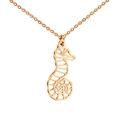 Collier avec pendentif hippocampe minimaliste en finition or rose poli pour femme - Collier Hippocampe Or Rose