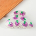 Pinza per capelli bianca in acetato con stampe di uva viola e foglie verdi - Uva