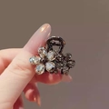 Gunmetal flower hair claw clip with sparkling rhinestones for bangs and updos - 27# Luxury Rhinestone Flower Claw (Approx. 3CM)