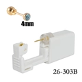 Disposable ear piercing gun with 4mm golden stud featuring a light blue stone inlay - 4mm Aqua Blue Zirconia / Gold