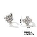 Detail view of square zircon hoop earrings with dimensions 1.3cm by 1.5cm - Silver (E02895-1)