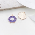 Cute gold-plated sheep pendant with purple enamel for DIY jewelry and crafts - Sheep Charm (14x14mm)