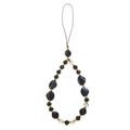 Fashionable black, white and gold crystal resin beaded phone strap with floral charms - Black & White Geometric Beads